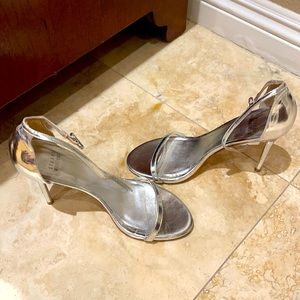 Stuart Weitzman Silver Nudist Heels 8